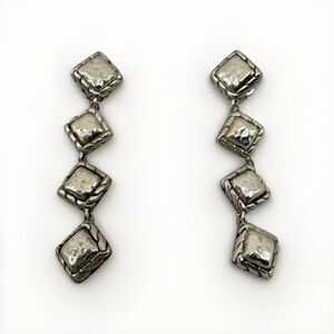 VTG John Hardy Palu Hammered Drop Earrings 2" Silver JH65 Authentication
